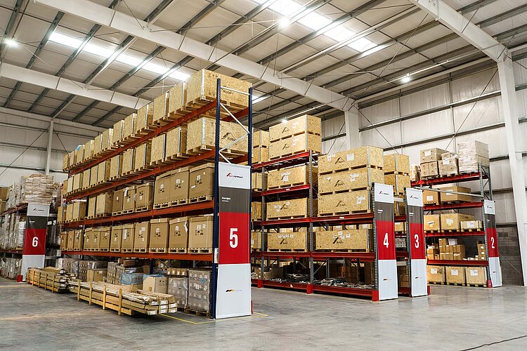 A look inside the warehouse of Roto Frank Latina S.A.