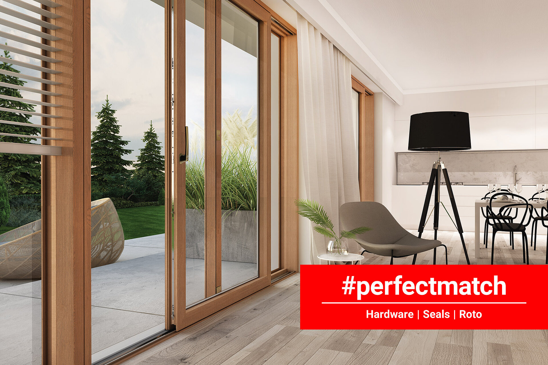 Sliding system Roto Patio Inowa with lettering perfect match