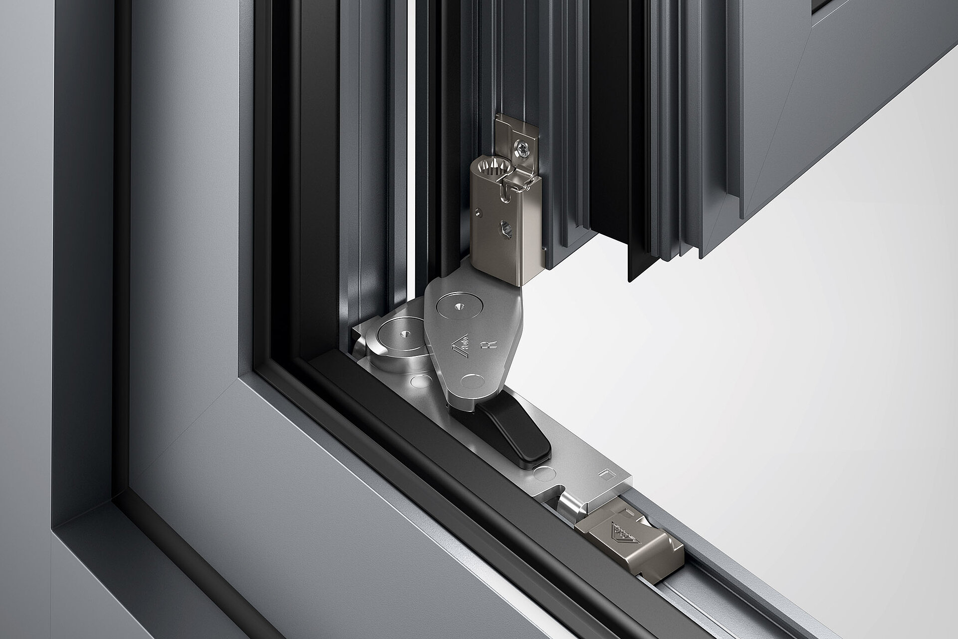 Ecklager Roto AL Designo | Bandseite STS im Fenster